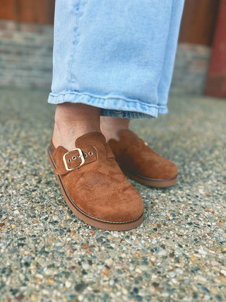 Corkys Day Dream Clog in Tobacco Faux Suede