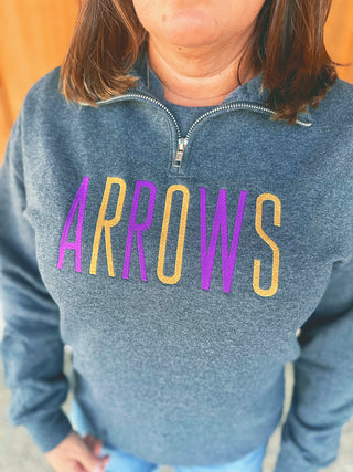 Purple and Gold Arrows Quarter Zip in Dark Heather