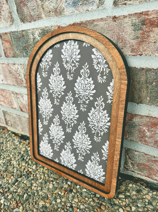 Arch Top Framed Art Brown Floral 8x11