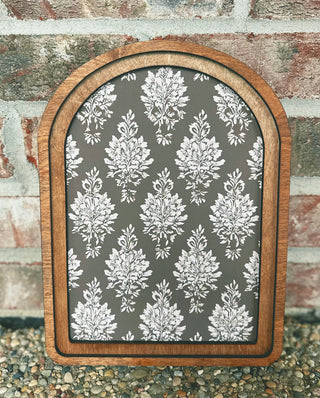 Arch Top Framed Art Brown Floral 8x11