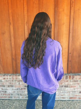 Purple Mineral Wash French Terry Patch Top