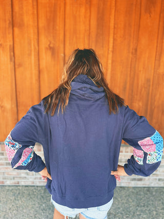 Simply Southern Joy Quilted Hoodie Navy