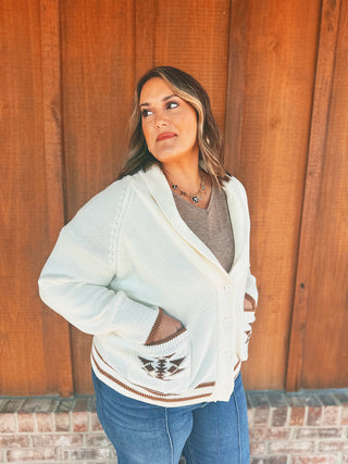 Simply Southern Cozy Cardigan Cowboy Boot White