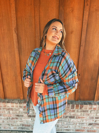 Lovesoft orange vintage plaid flannel shirt