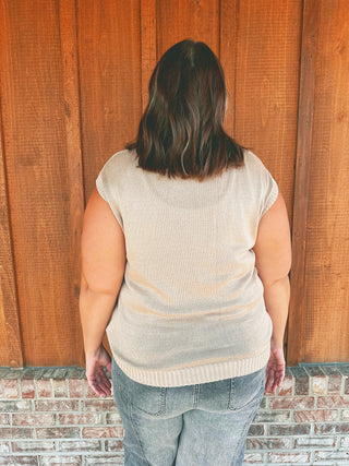 Cable Knit Sleeve Batwing Top Khaki