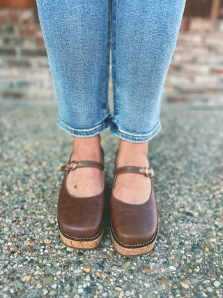 Corkys Pity Party Mary Jane wedge clog in cognac, alternate view