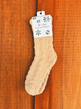 Neutral Tone Solid Cable Pattern Cozy Socks