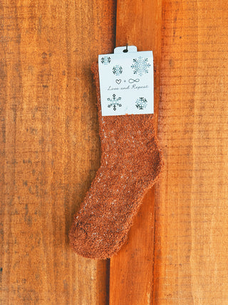 Neutral Tone Solid Cable Pattern Cozy Socks