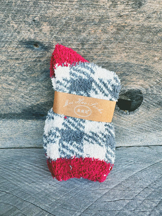 Plaid Pattern Soft Fuzzy Winter Socks