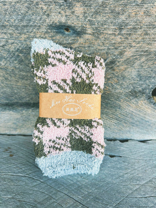 Plaid Pattern Soft Fuzzy Winter Socks