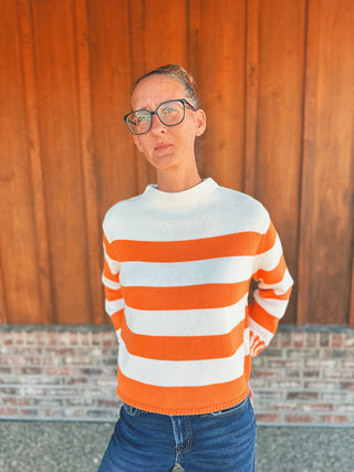 Knit Striped Sweater Light Orange