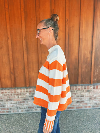 Knit Striped Sweater Light Orange
