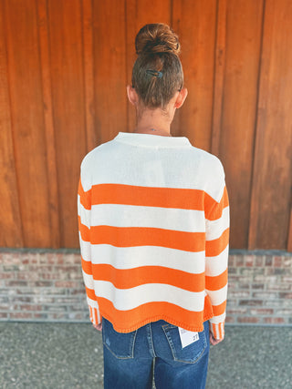 Knit Striped Sweater Light Orange