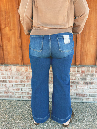Zenana high rise pintuck denim pants, second alternate view