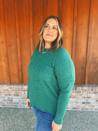 Ribbed Brushed Hacci Sweater Dk Green