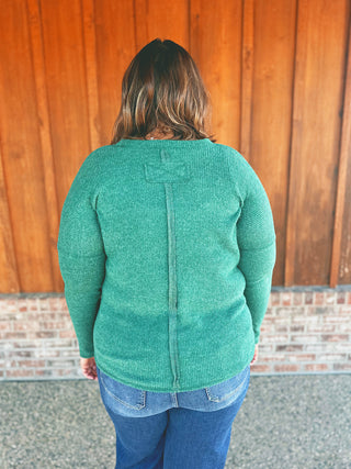 Ribbed Brushed Hacci Sweater Dk Green
