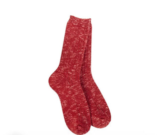 World's Softest Socks Weekend Cotton Slub Marled Crew Strawberry
