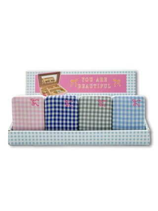 Simply Southern gingham print jewelry case with compartments for rings, earrings and necklaces