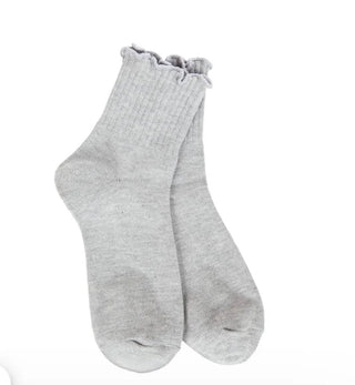 World's Softest Socks Weekend Quarter Ruffle Heather Gray