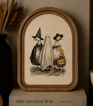 Arch Top Framed Art Halloween Geese 6x8