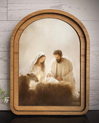 Arch Top Framed Art Nativity 6x8