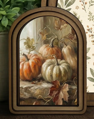 Arch Top Framed Art Pumpkin Still Life 6x8