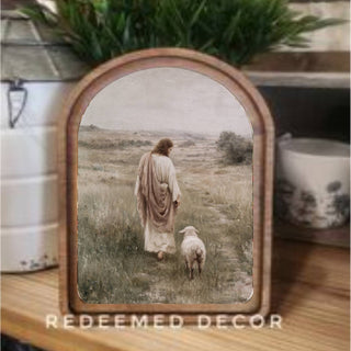 Arch Top Framed Art Good Shepherd 6x8
