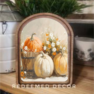 Arch Top Framed Art Pumpkin Bucket 8x11