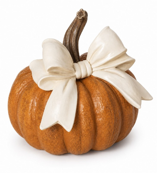 Resin Harvest Pumpkin w/Bow, Orange