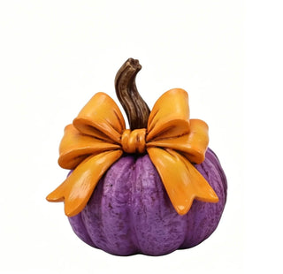 Purple & Gold Halloween Pumpkin w/Bow