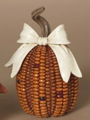 Harvest Corn Pumpkin w/Bow, Orange