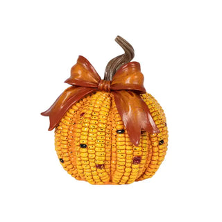 Harvest Corn Pumpkin w/Bow, Yellow