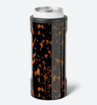 Brumate Hopsulator Slim 12 oz can cooler in tortoise shell