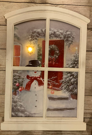 Lighted Snowman Canvas Window