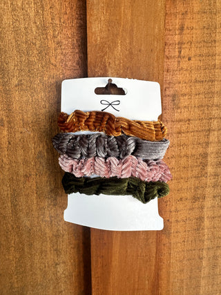 Love and Repeat corduroy scrunchie set, assorted colors, view 5