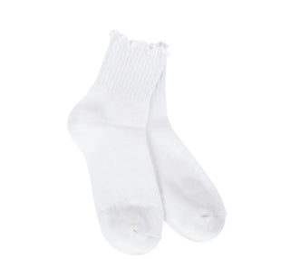 World's Softest Socks Weekend Quarter Ruffle White