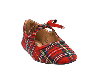 Corky's Layover slip-on Mary Jane shoes in red plaid with a bow