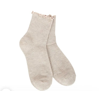 World's Softest Socks Weekend Quarter Ruffle Heather Oatmeal