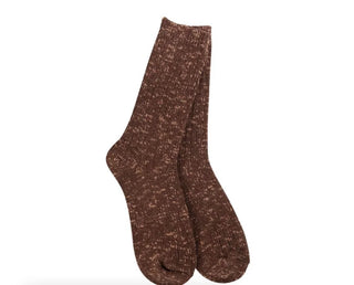 World's Softest Socks Weekend Cotton Slub Marled Crew Coffee