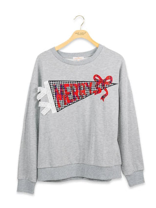 Simply Southern Holiday Applique Crewneck Gray