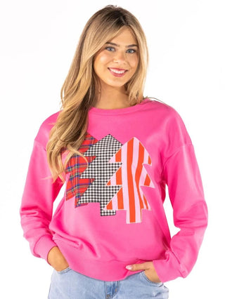 Simply Southern Holiday Applique Crewneck Pink