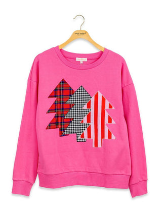 Simply Southern Holiday Applique Crewneck Pink