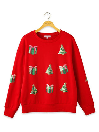 Simply Southern Holiday Applique Crewneck Red