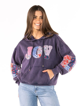 Simply Southern Joy Quilted Hoodie Navy