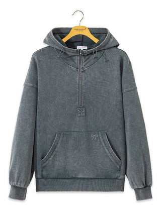 Simply Southern mineral wash quarter-zip hoodie in black