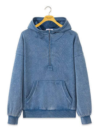 Simply Southern mineral wash quarter-zip hoodie in blue