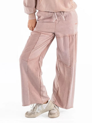 Simply Southern mineral wash wide leg pants in fawn