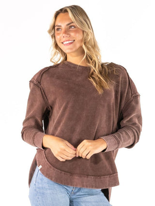Simply Southern Waffle Knit Pullover Cocoa
