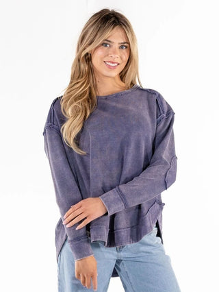 Simply Southern Waffle Knit Pullover Dusk