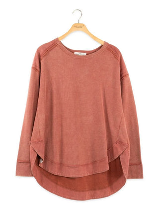 Simply Southern Waffle Knit Pullover Rust